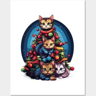 Cat Christmas Tree Posters and Art